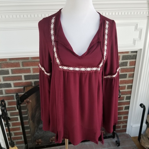 $6⭐️ Wine Embellished Bohemian Top - Picture 7 of 8